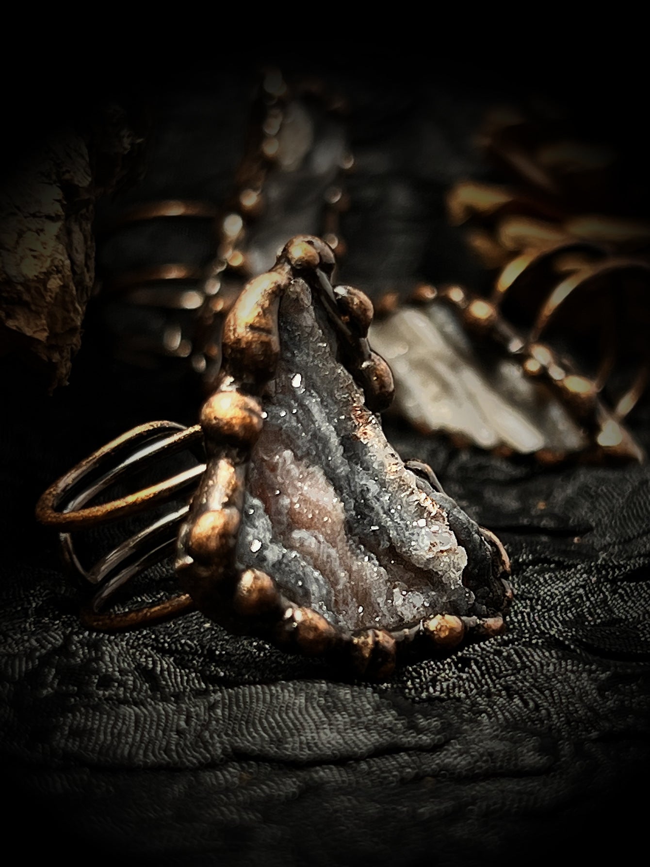The Solar Alchemist Ring — Wuxing Fire & Earth Druzy Talisman