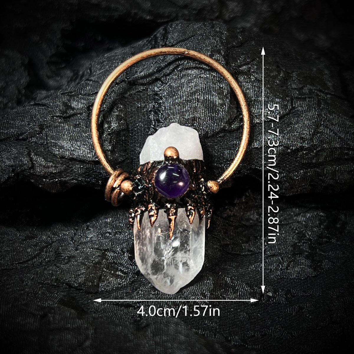 The Alchemist’s Claw — Premium Raw Clear Quartz & Amethyst Gothic Pendant Necklace