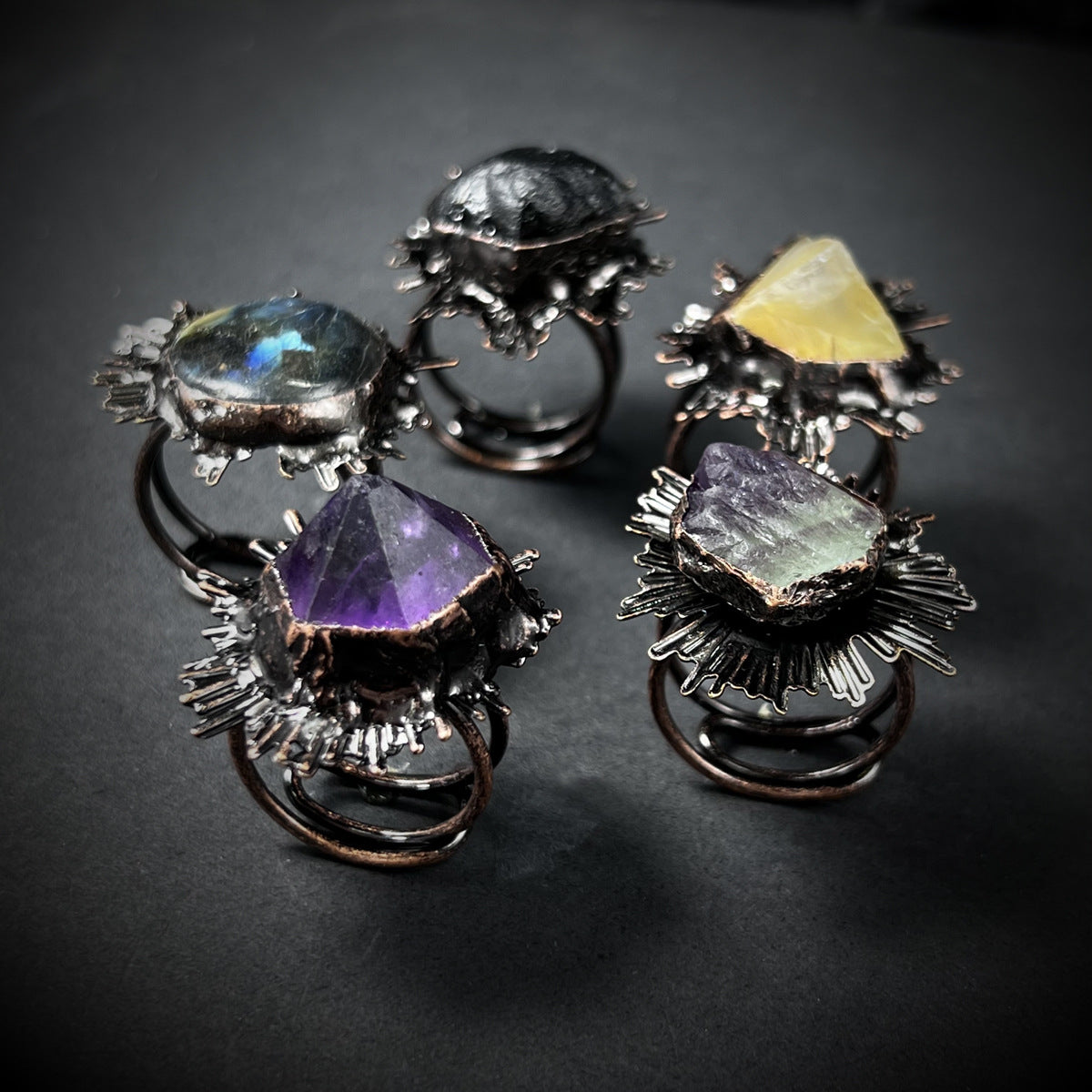 The Celestial Core Collection — Sunburst Amulet Rings