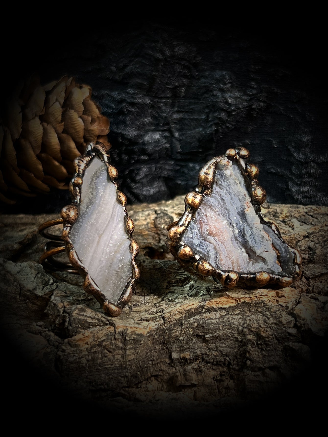 The Solar Alchemist Ring — Wuxing Fire & Earth Druzy Talisman