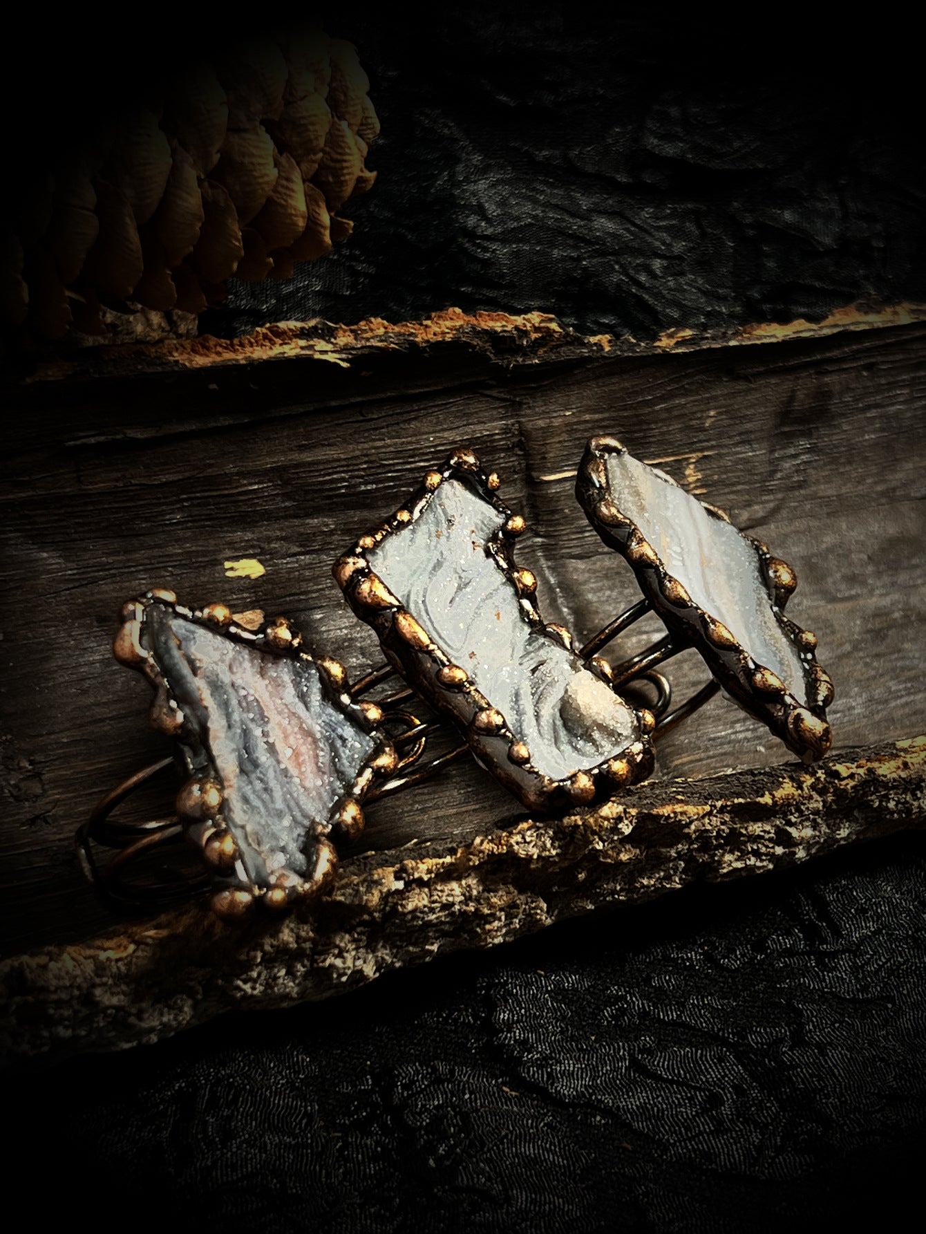 The Solar Alchemist Ring — Wuxing Fire & Earth Druzy Talisman