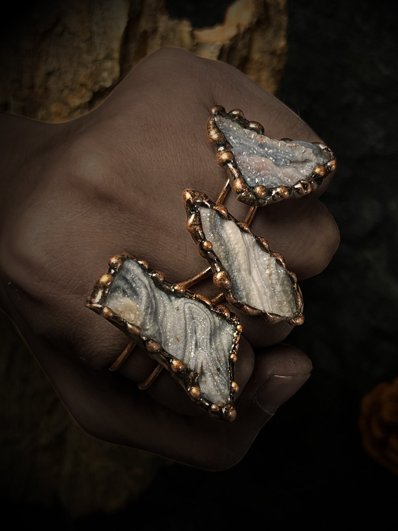The Solar Alchemist Ring — Wuxing Fire & Earth Druzy Talisman