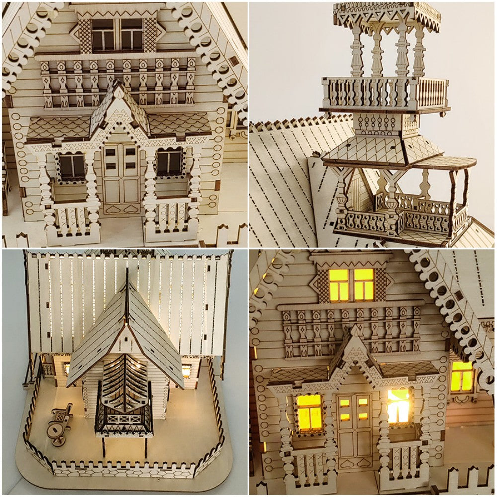The Starlight Haven: Illuminated 3D Wooden Miniature Villa DIY Kit