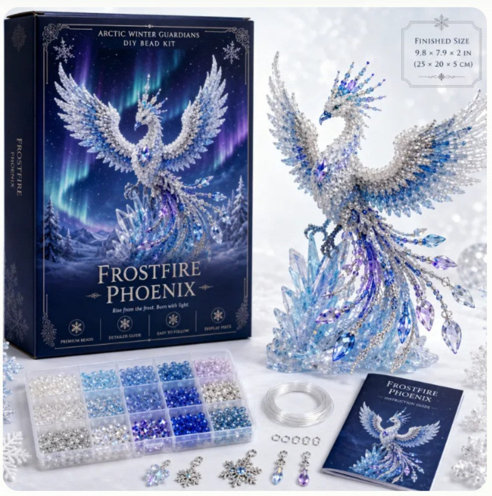 Frostfire Phoenix 3D Crystal Bead Kit | Arctic Winter Guardian Craft Sculpture