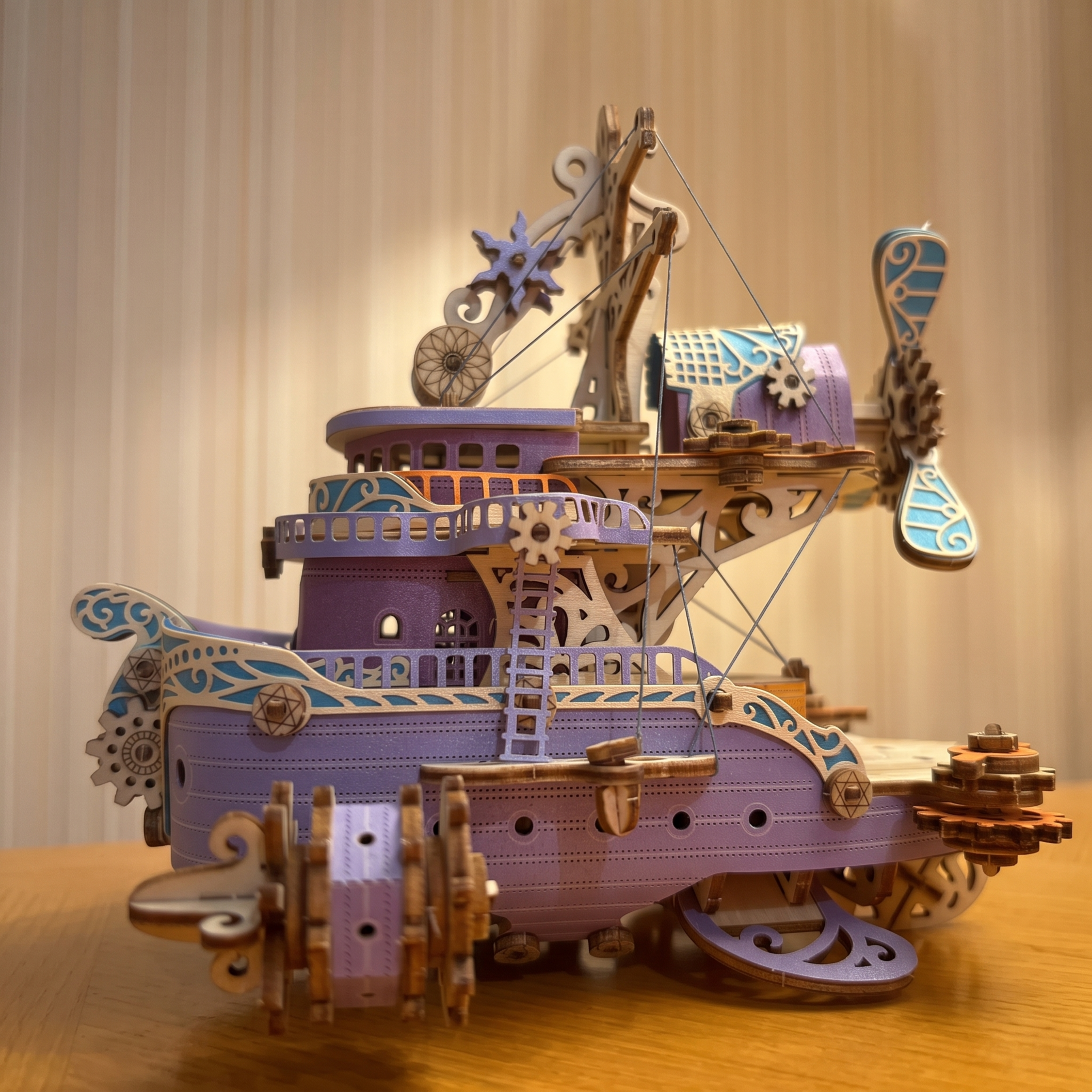 Celestial Airship Dreamcatcher – 3D Wooden DIY Craft Model & Fantasy Home Decor