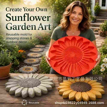 DIY Silicone Garden Stepping Stone Mold (9.8") - Reusable Paving Maker for Walkways, Patios & Outdoor Decor