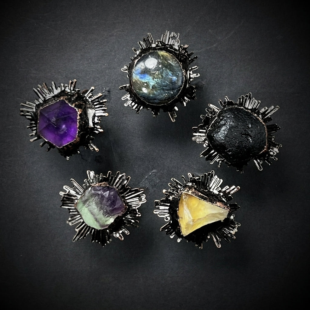 The Celestial Core Collection — Sunburst Amulet Rings