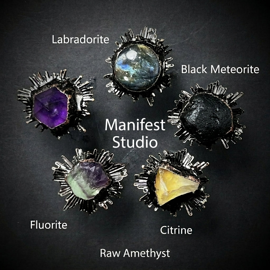 The Celestial Core Collection — Sunburst Amulet Rings