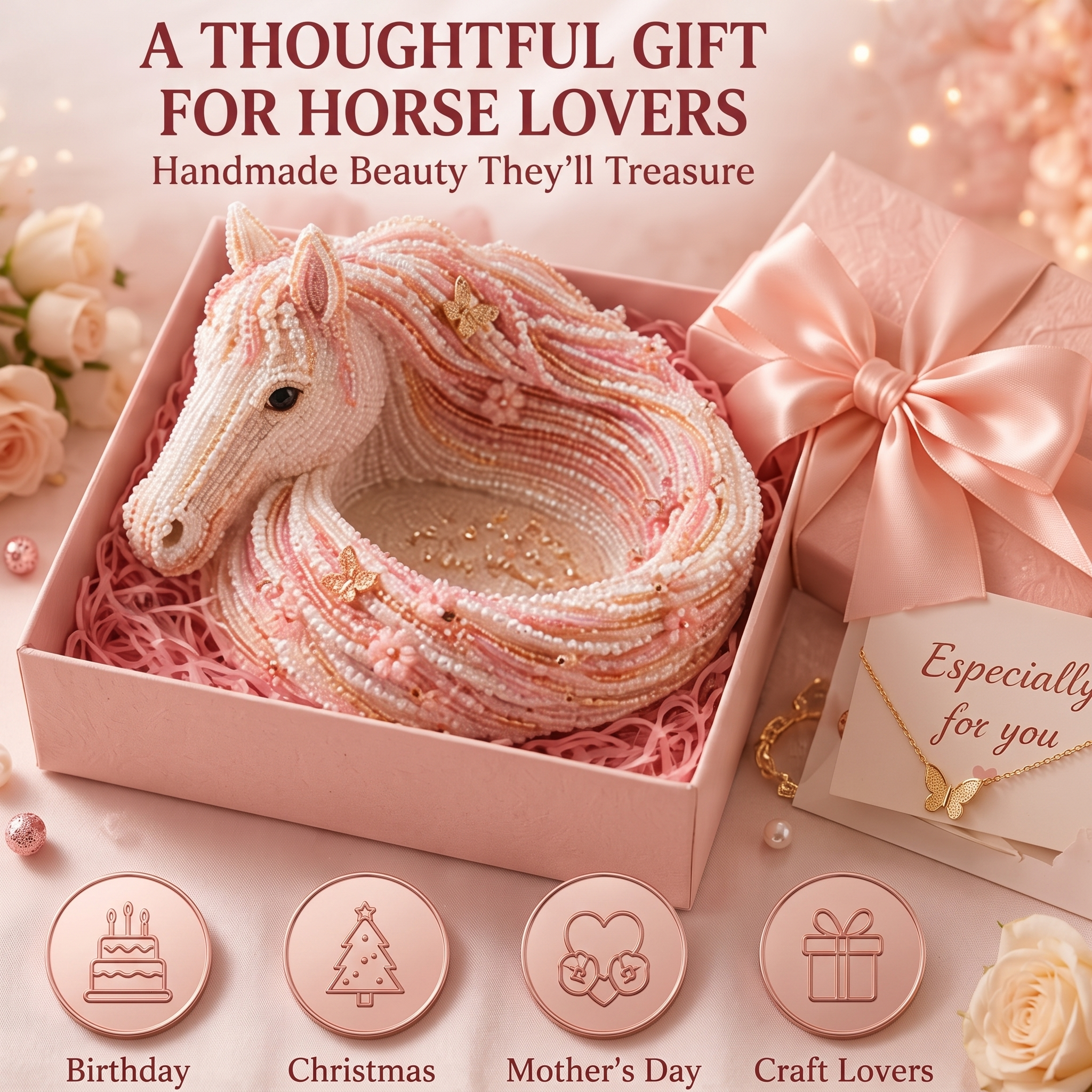 Enchanted Mane Beaded Horse Catchall Tray Kit | 3D DIY Jewelry Organizer