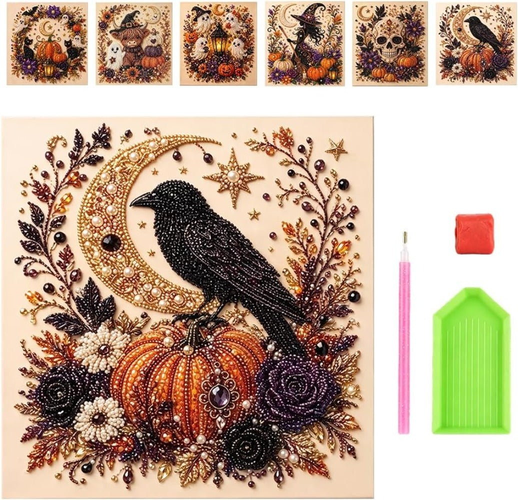 Halloween Ghost Pearl Art DIY Kit, 2026 Upgraded Seasonal Bead Wall Display Craft Set, Portable Fall Home Decor Handcraft Kit for Starters