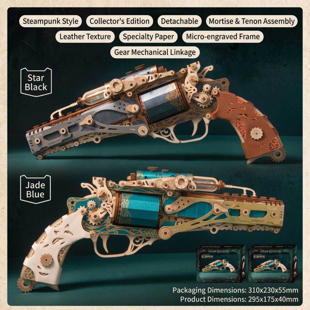 Fantasy Steam Revolver | 3D Wooden Mechanical Puzzle Kit