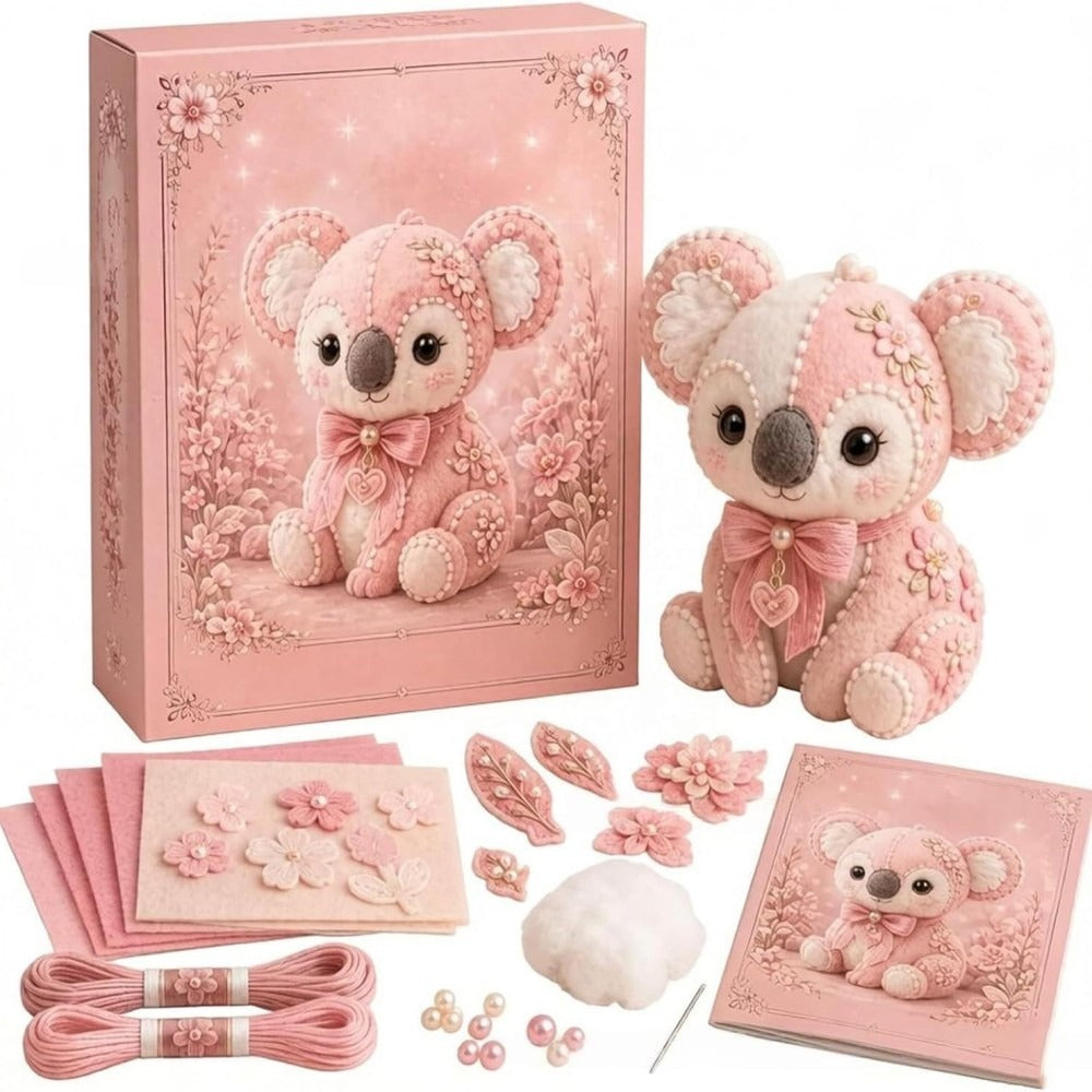 Enchanted Pink Woodland Friends DIY Felt Patchwork Kit | Collectible Animal Craft Set