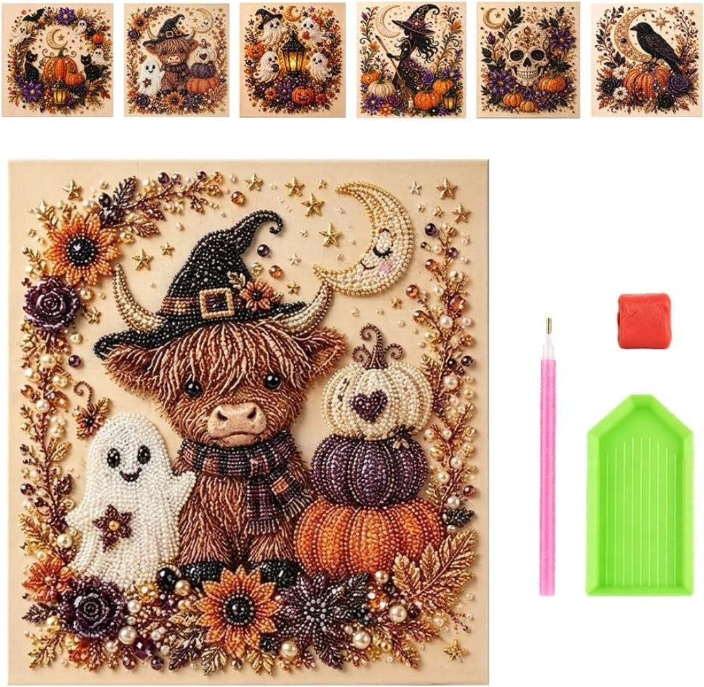 Halloween Ghost Pearl Art DIY Kit, 2026 Upgraded Seasonal Bead Wall Display Craft Set, Portable Fall Home Decor Handcraft Kit for Starters