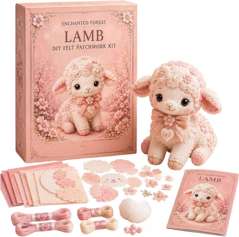 Enchanted Pink Woodland Friends DIY Felt Patchwork Kit | Collectible Animal Craft Set