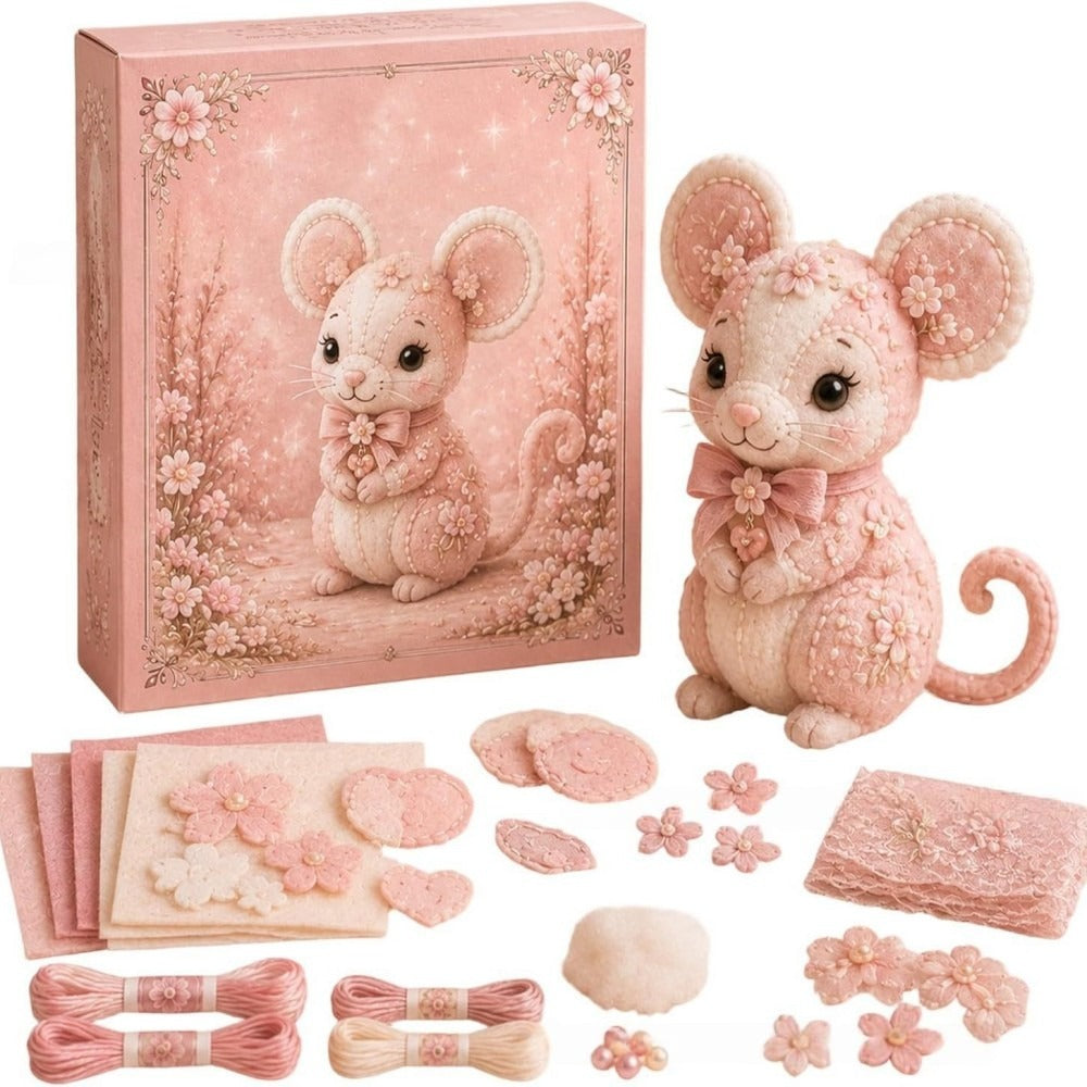 Enchanted Pink Woodland Friends DIY Felt Patchwork Kit | Collectible Animal Craft Set