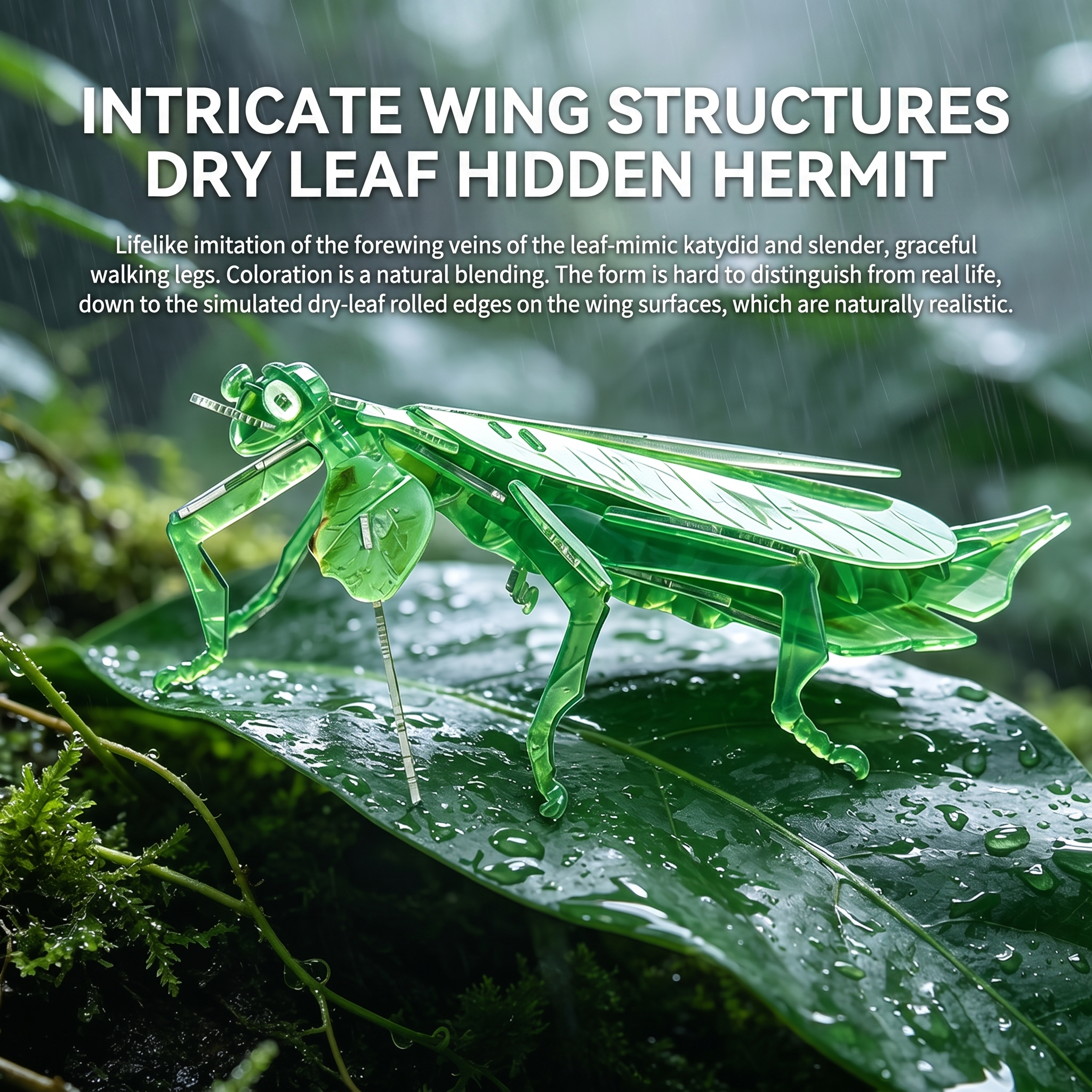 DIY 3D Acrylic Leaf Insect Puzzle | Glueless Insect Model Kit for Adults & Teens (73 Pcs)