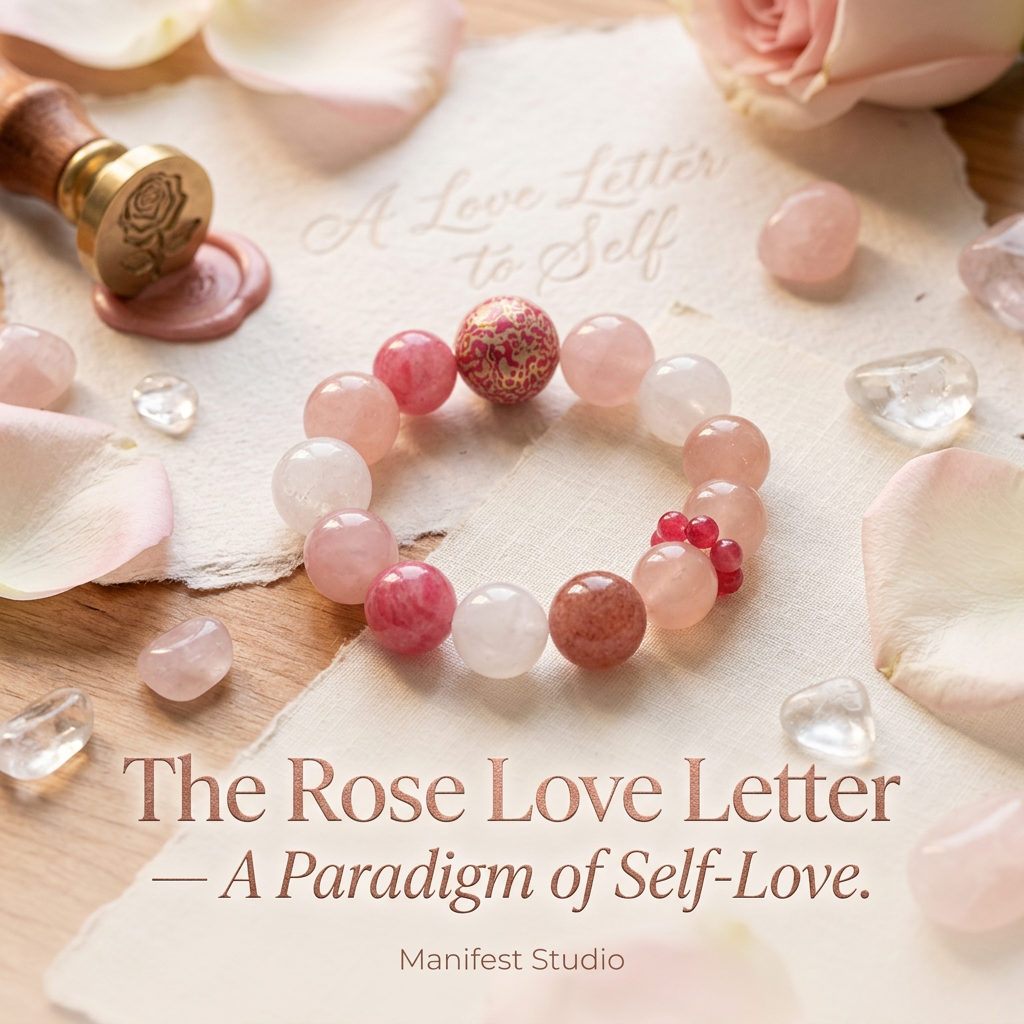 The Rose Love Letter — Premium Rose Quartz & Strawberry Quartz Serenity Bracelet-Fire