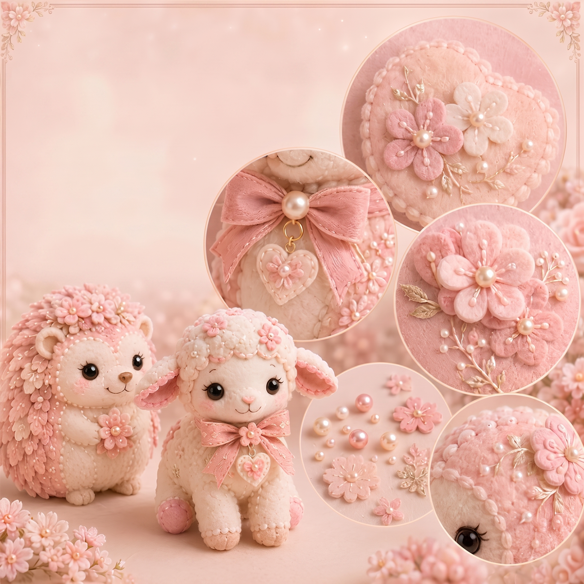 Enchanted Pink Woodland Friends DIY Felt Patchwork Kit | Collectible Animal Craft Set