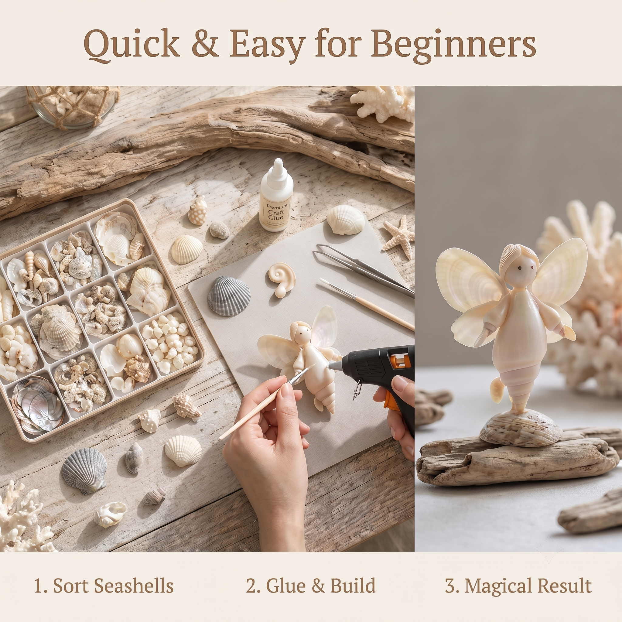 Ocean Treasures Real Shell DIY Craft Kit | Miniature Marine Figurine Set