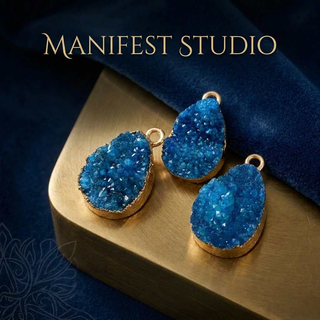 The Ocean’s Whisper — Premium Natural Blue Druzy Quartz Talisman Pendant