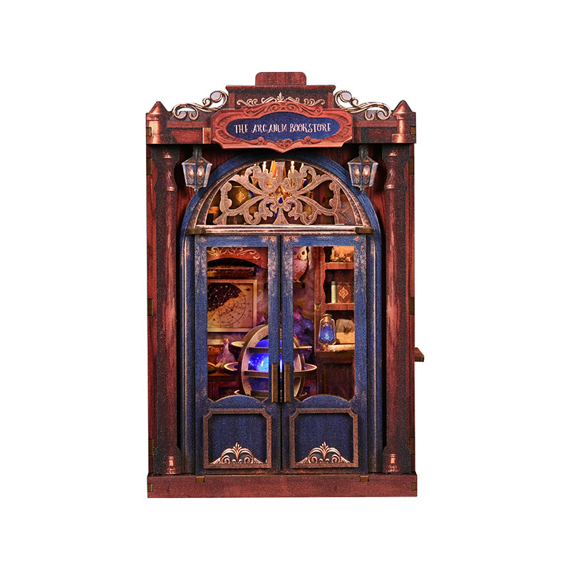 The Arcanum Bookstore - Magical DIY Book Nook Kit with Glowing Crystal Ball & Touch LED