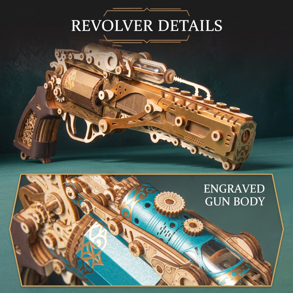 Fantasy Steam Revolver | 3D Wooden Mechanical Puzzle Kit