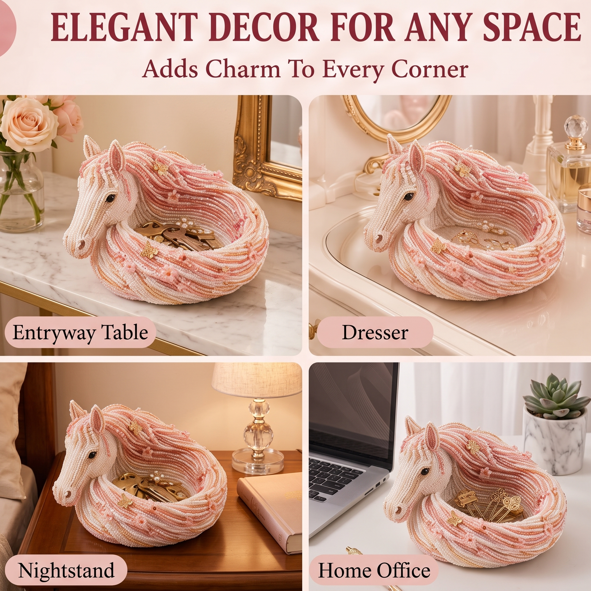 Enchanted Mane Beaded Horse Catchall Tray Kit | 3D DIY Jewelry Organizer
