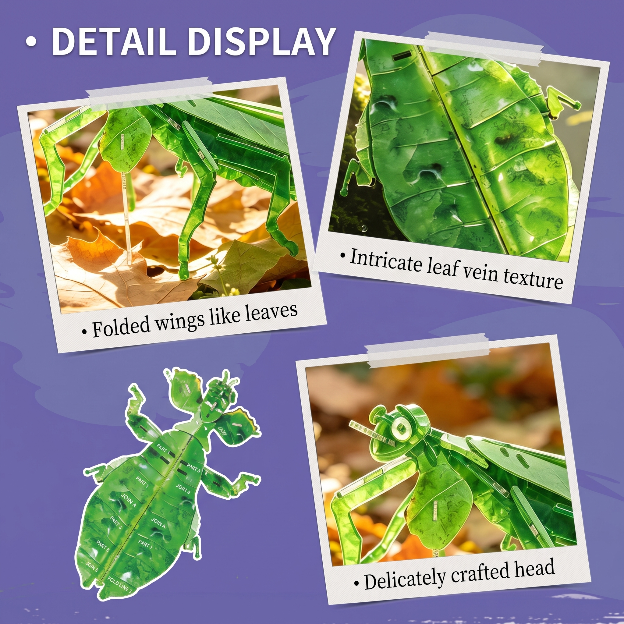 DIY 3D Acrylic Leaf Insect Puzzle | Glueless Insect Model Kit for Adults & Teens (73 Pcs)