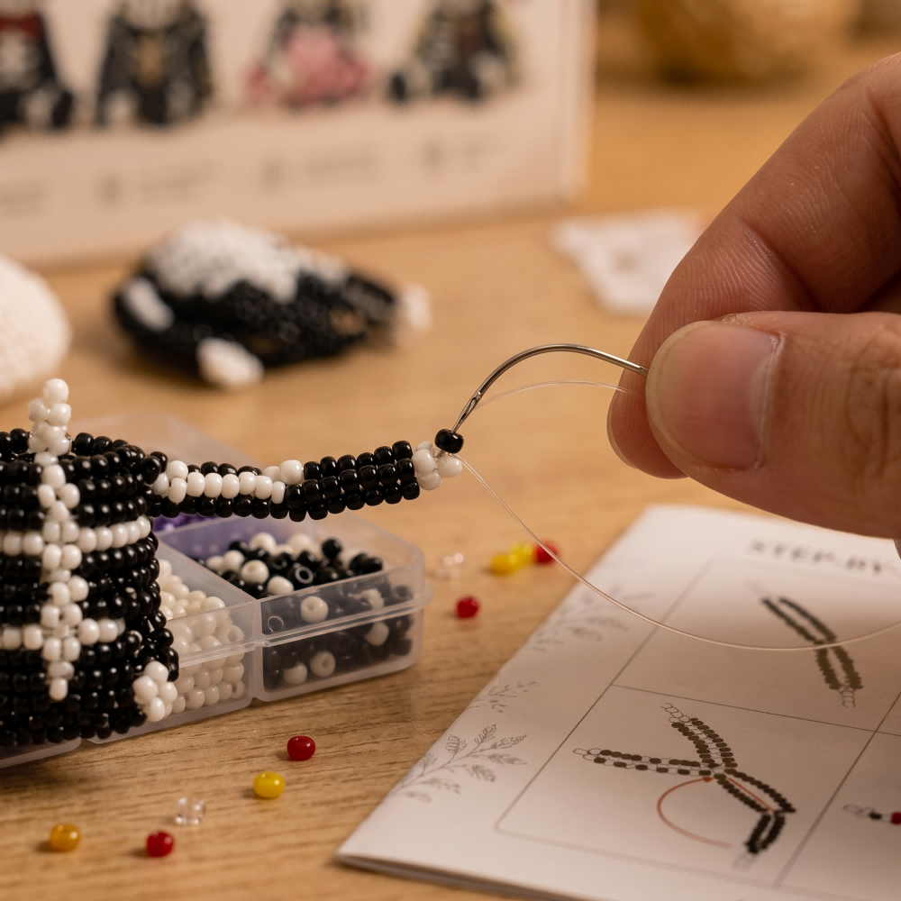4-Piece 3D Beaded Skeleton DIY Kit - Halloween Craft & Decor Set for Beginners