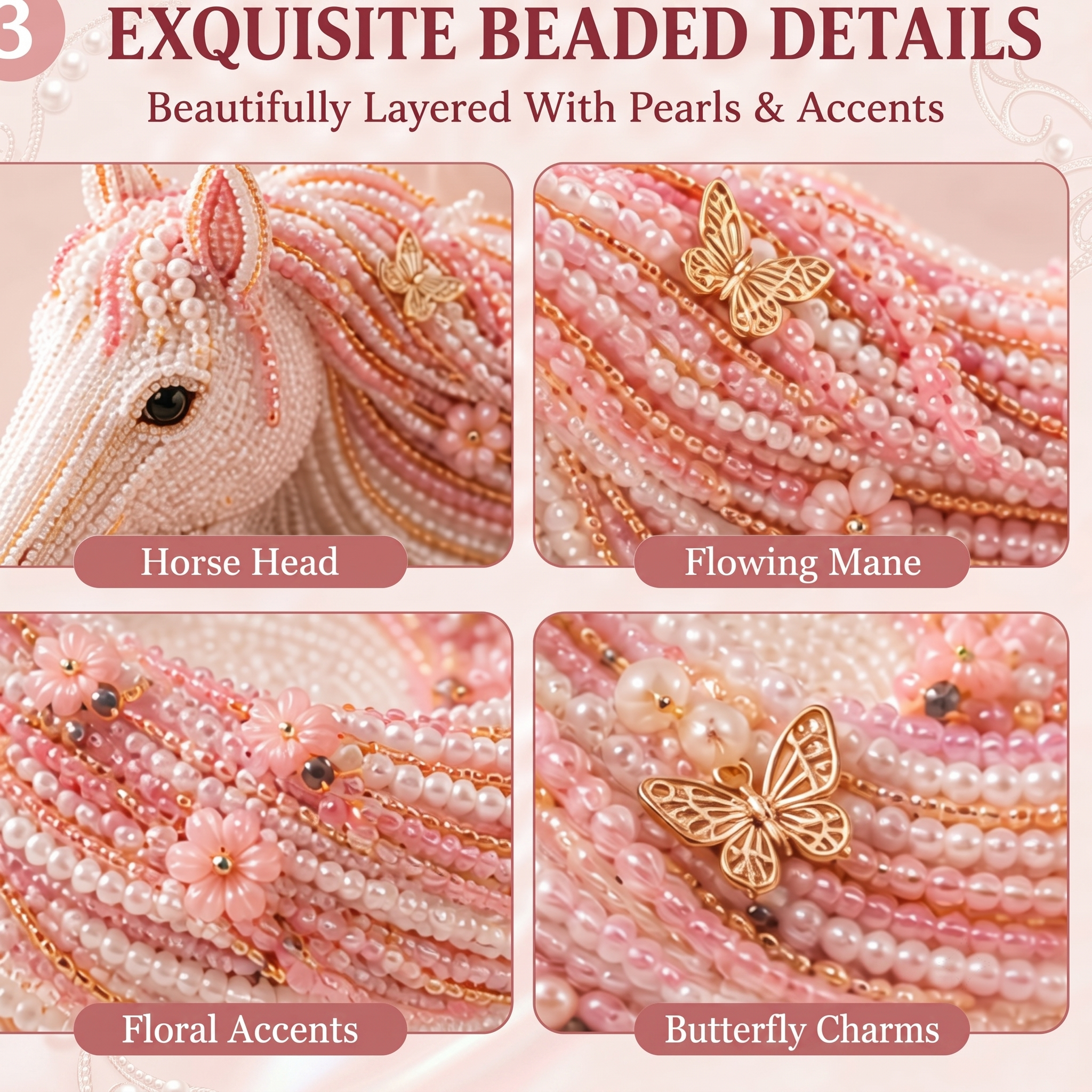 Enchanted Mane Beaded Horse Catchall Tray Kit | 3D DIY Jewelry Organizer