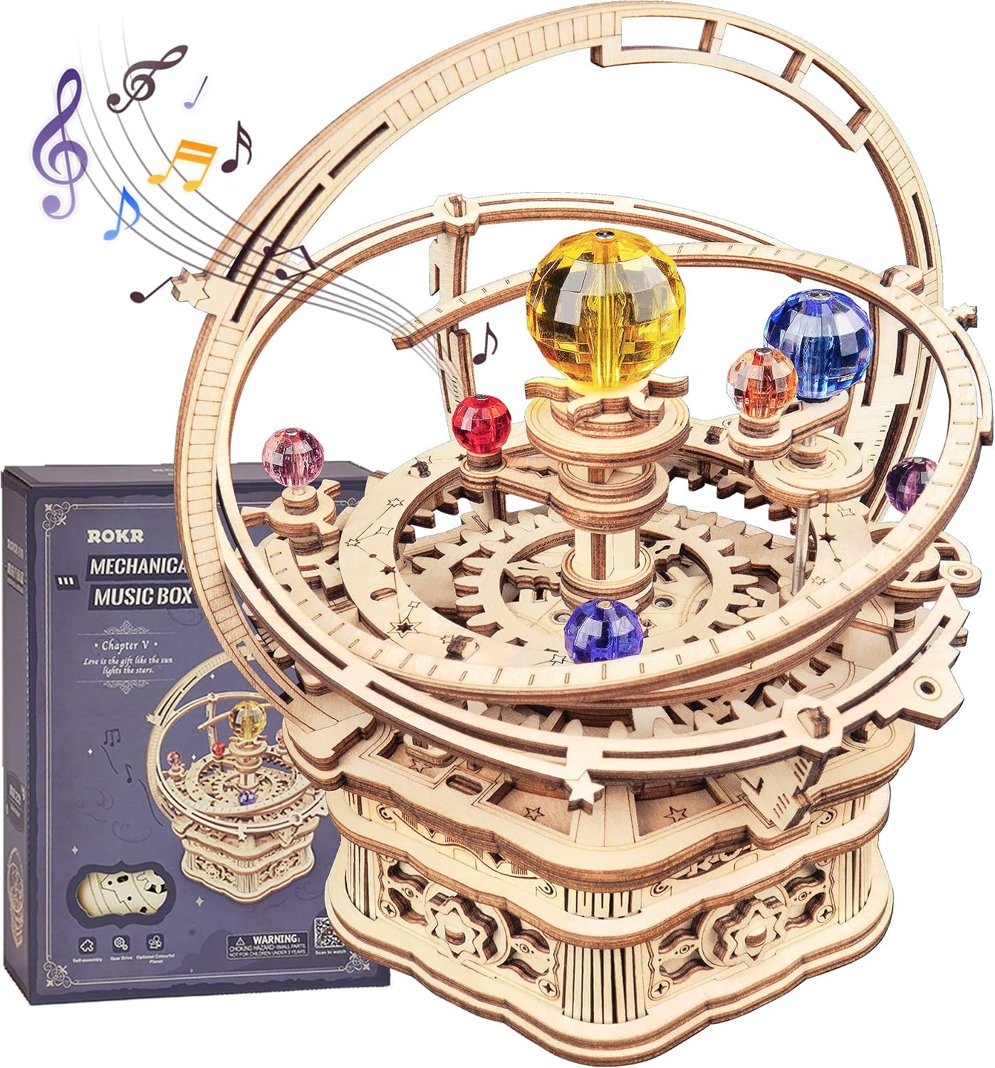 3D Wooden Puzzles for Adults Mechanical Music Box-Starry Night, DIY Rotating Music Box Model Building Kits for Teens, DIY Crafts/Hobbies/Gifts Desk Decor