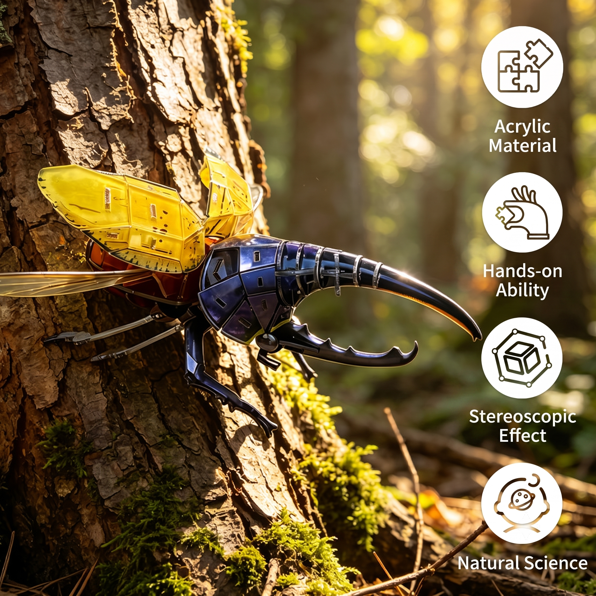Wing-Legends 3D Mechanical Hercules Beetle – DIY Acrylic Puzzle Kit (100 Pcs)