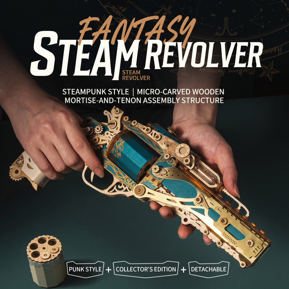 Fantasy Steam Revolver | 3D Wooden Mechanical Puzzle Kit