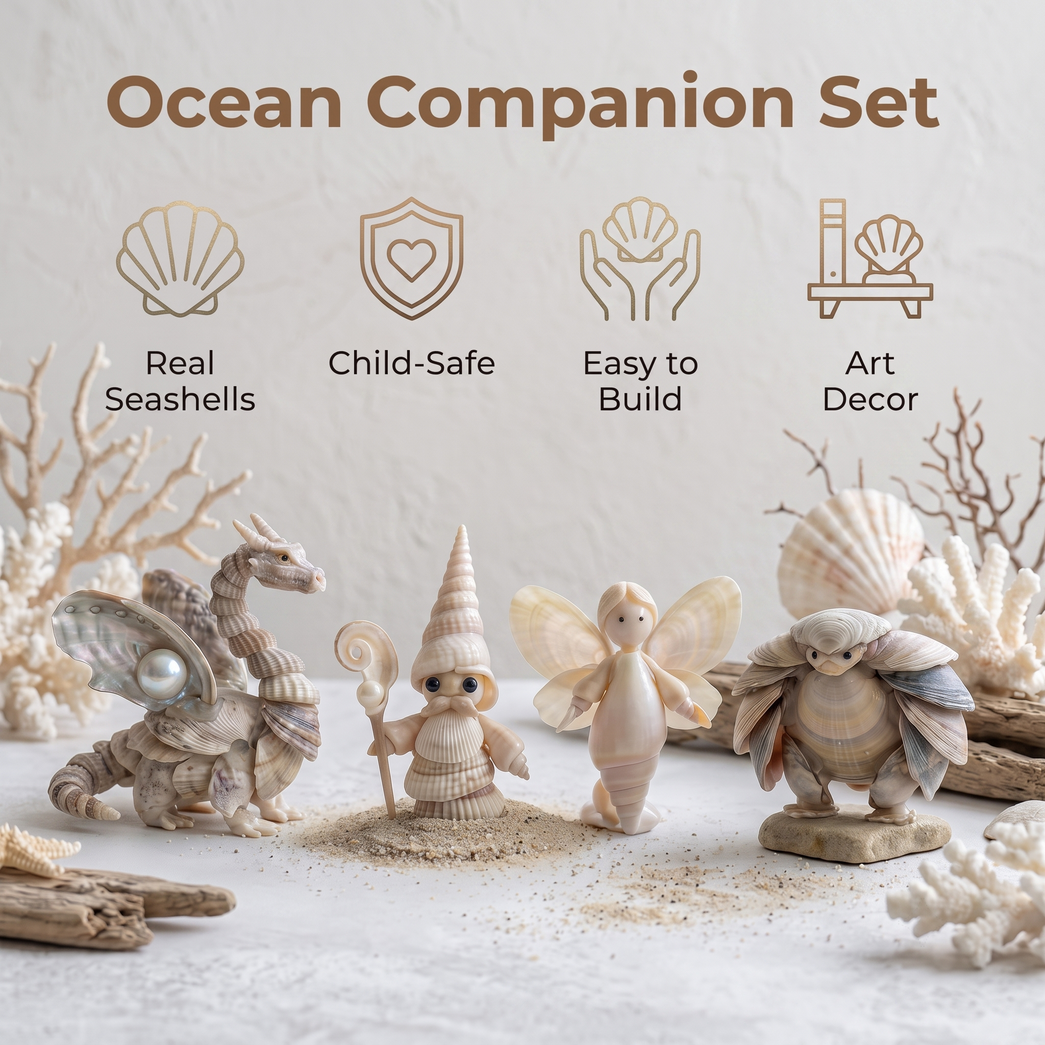 Ocean Treasures Real Shell DIY Craft Kit | Miniature Marine Figurine Set