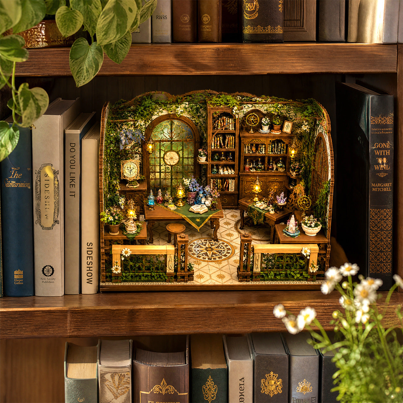 Botanical Alchemy Lab Miniature Book Nook - 3D Wooden DIY House Kit & Shelf Decor