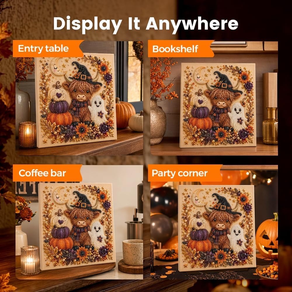 Halloween Ghost Pearl Art DIY Kit, 2026 Upgraded Seasonal Bead Wall Display Craft Set, Portable Fall Home Decor Handcraft Kit for Starters