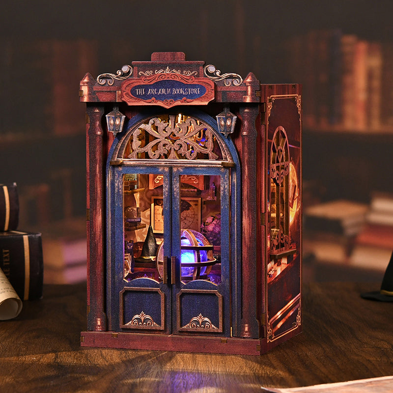 The Arcanum Bookstore - Magical DIY Book Nook Kit with Glowing Crystal Ball & Touch LED