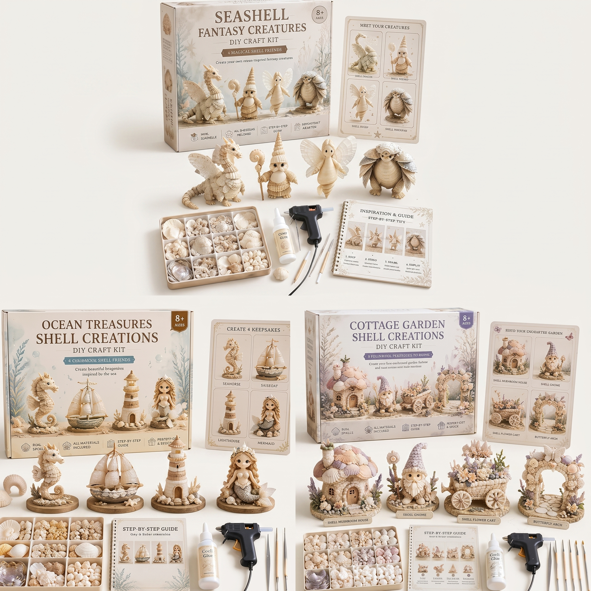 Ocean Treasures Real Shell DIY Craft Kit | Miniature Marine Figurine Set