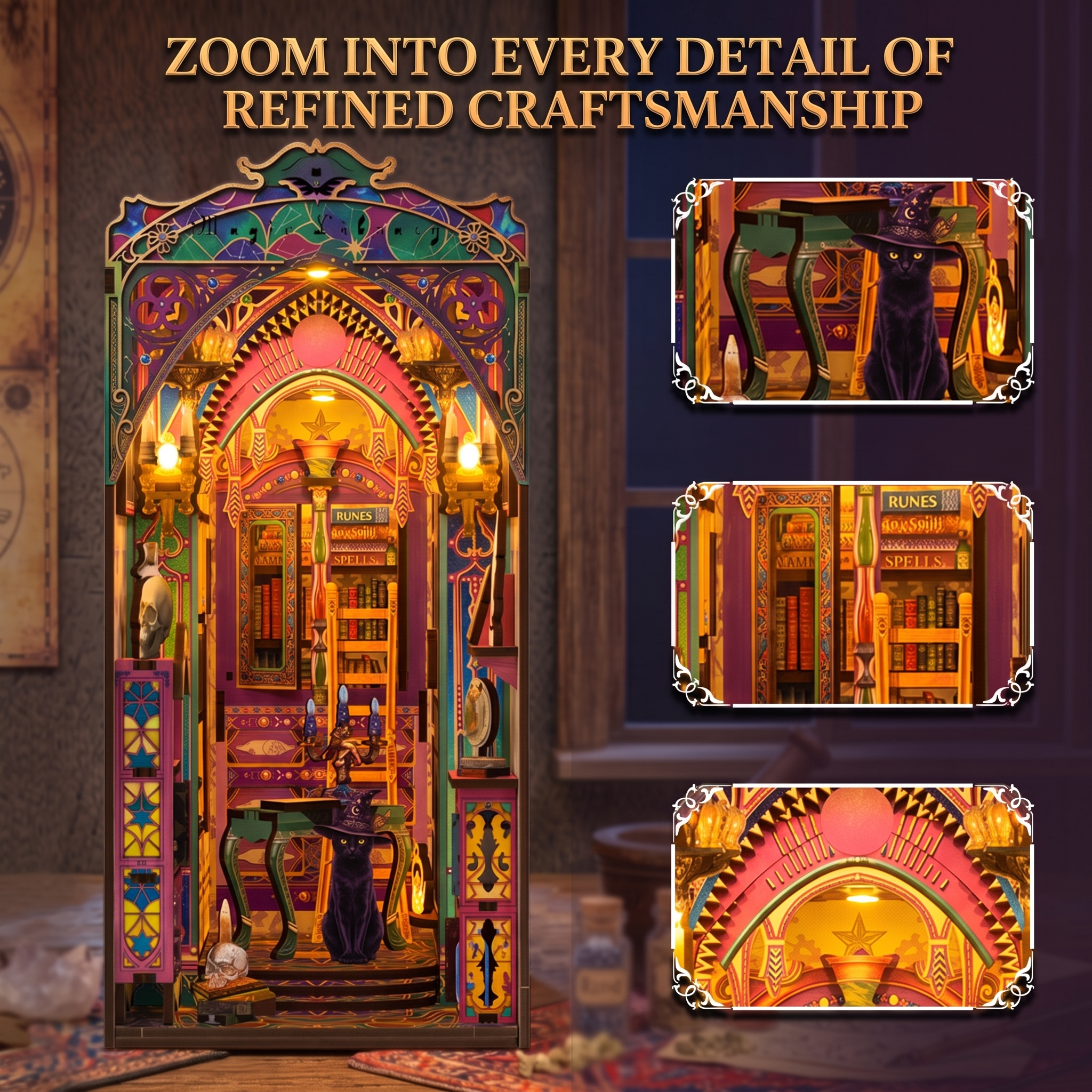 Phantom Archive - Magical Library DIY Book Nook Kit with Touch LED Light