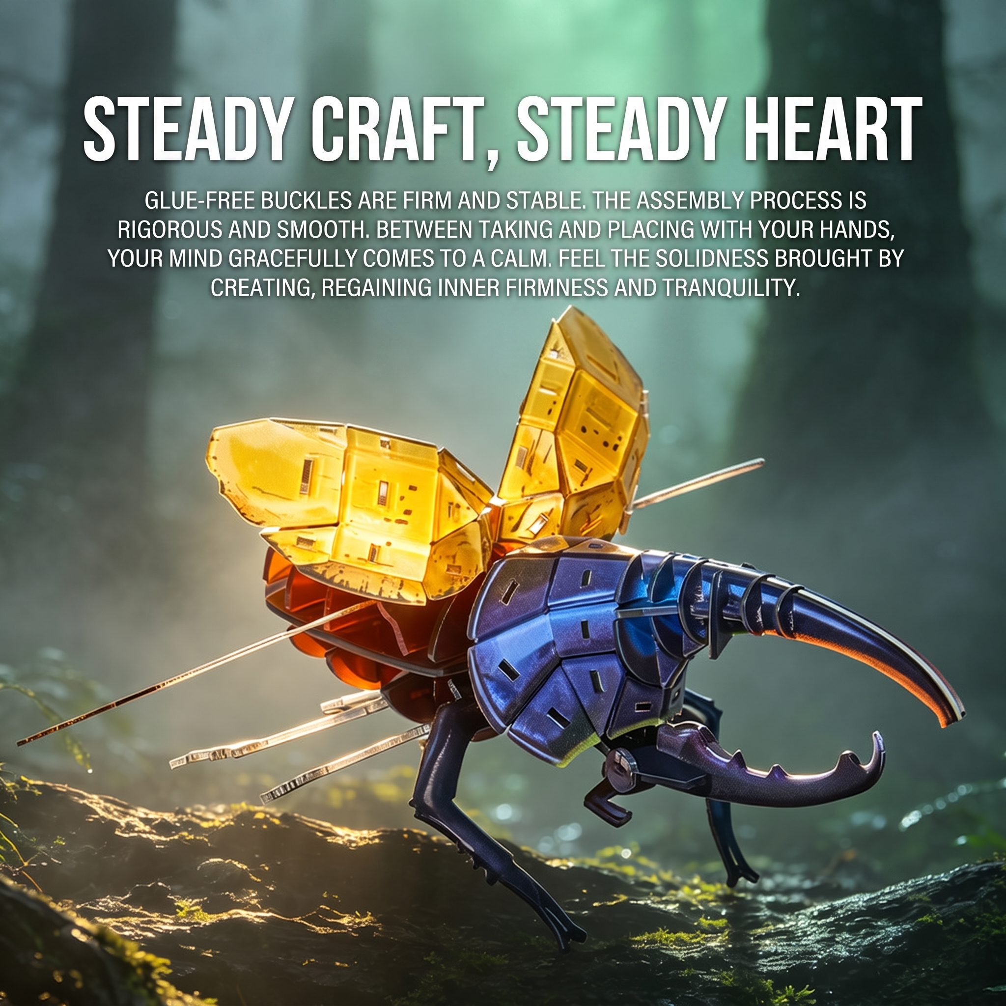 Wing-Legends 3D Mechanical Hercules Beetle – DIY Acrylic Puzzle Kit (100 Pcs)
