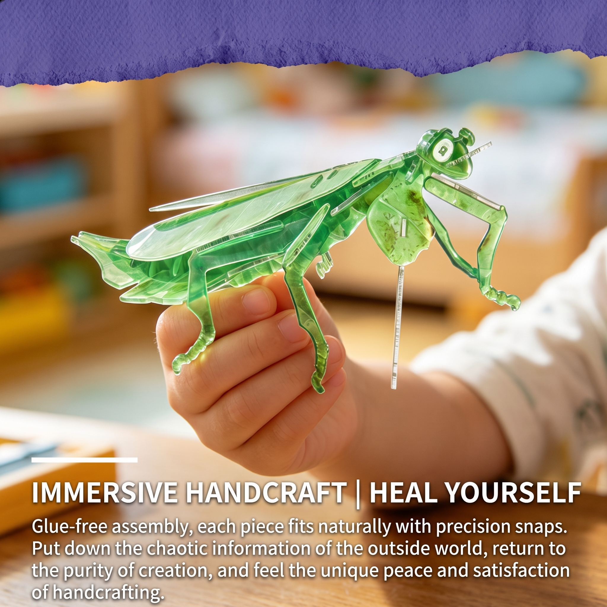 DIY 3D Acrylic Leaf Insect Puzzle | Glueless Insect Model Kit for Adults & Teens (73 Pcs)