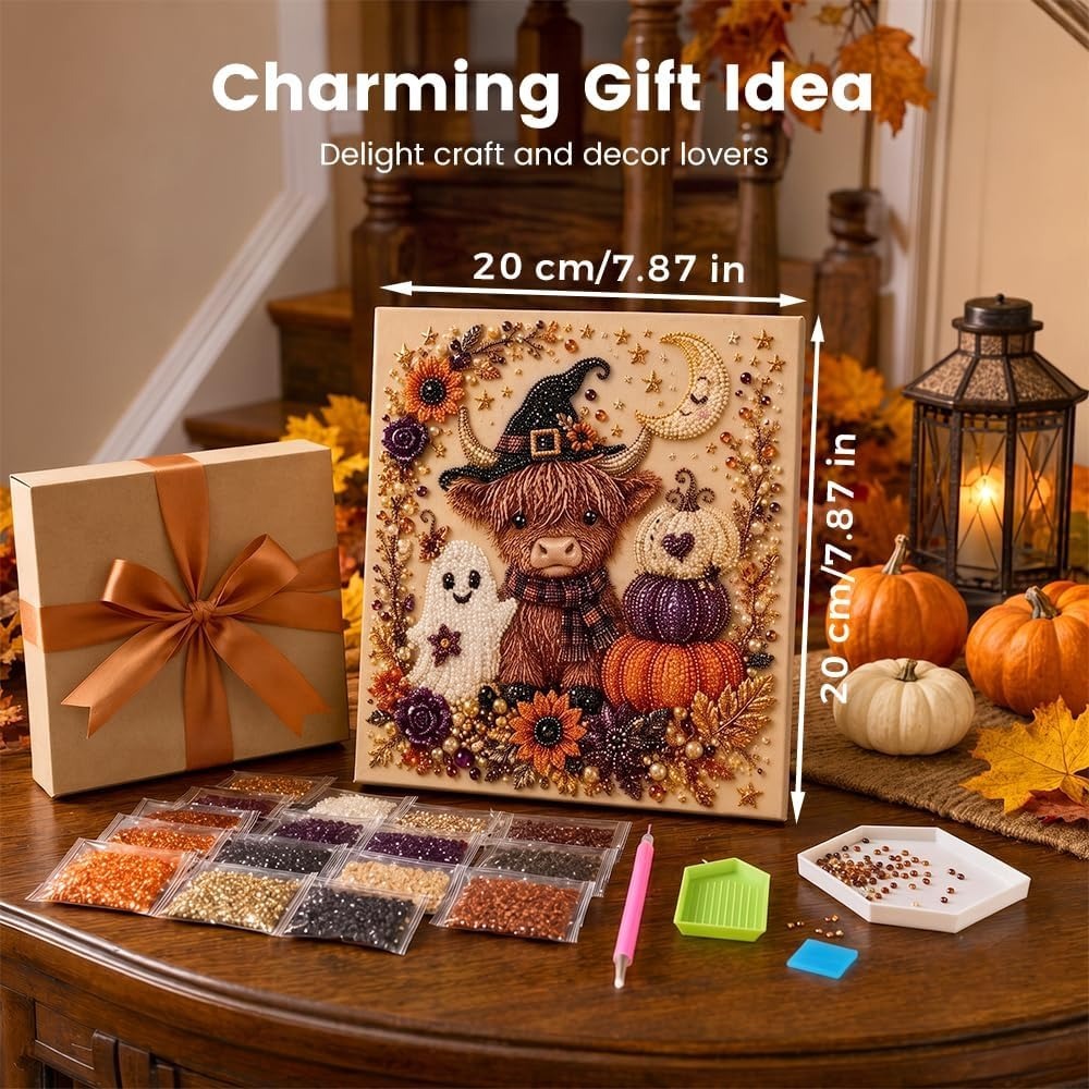 Halloween Ghost Pearl Art DIY Kit, 2026 Upgraded Seasonal Bead Wall Display Craft Set, Portable Fall Home Decor Handcraft Kit for Starters