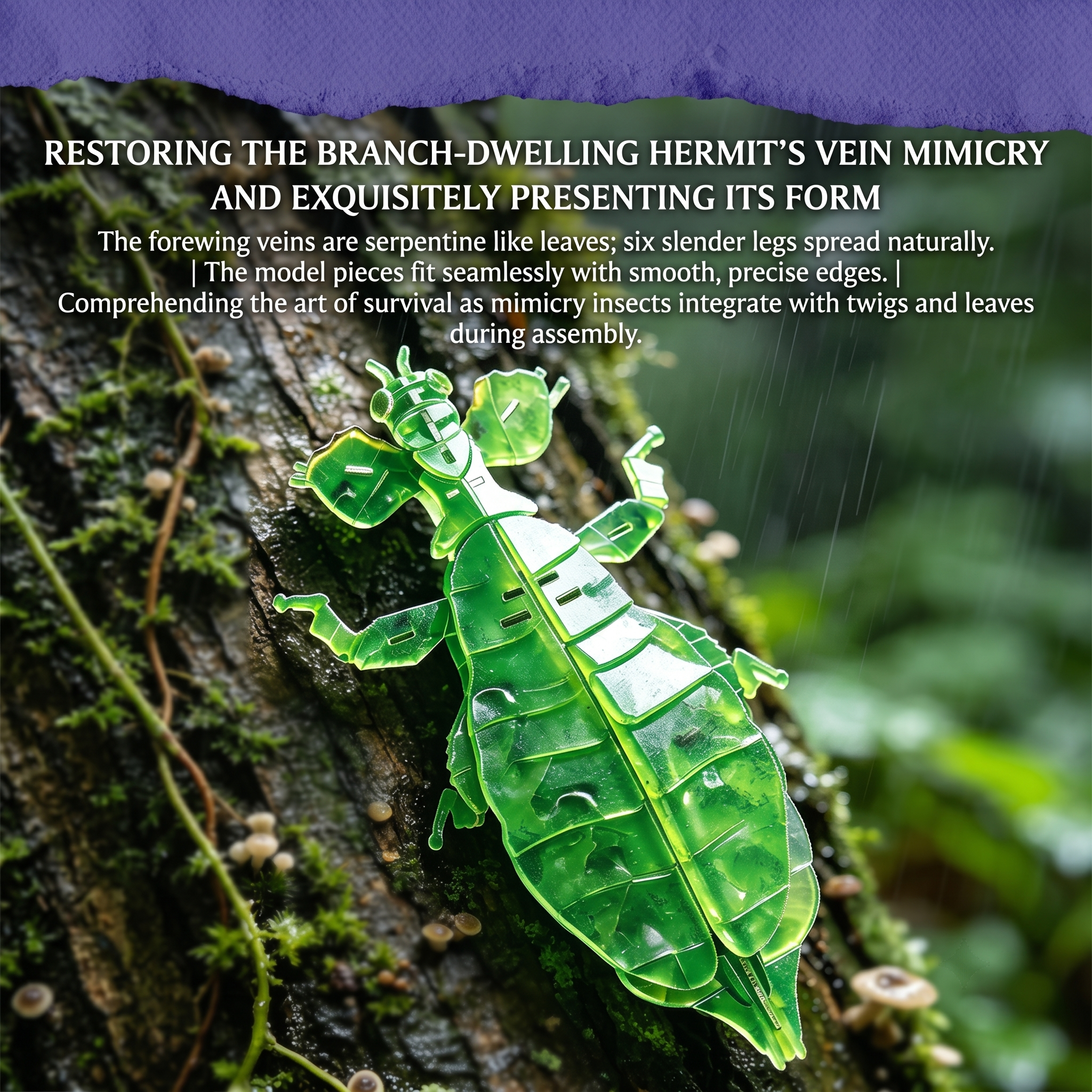 DIY 3D Acrylic Leaf Insect Puzzle | Glueless Insect Model Kit for Adults & Teens (73 Pcs)
