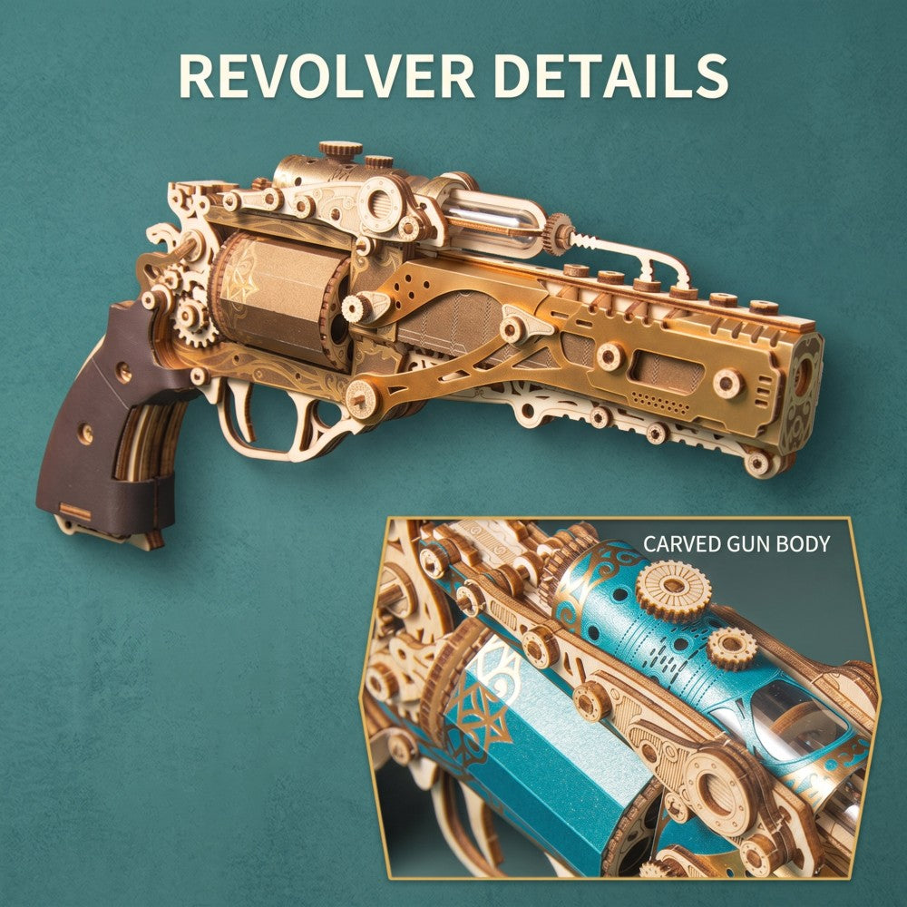 Fantasy Steam Revolver | 3D Wooden Mechanical Puzzle Kit