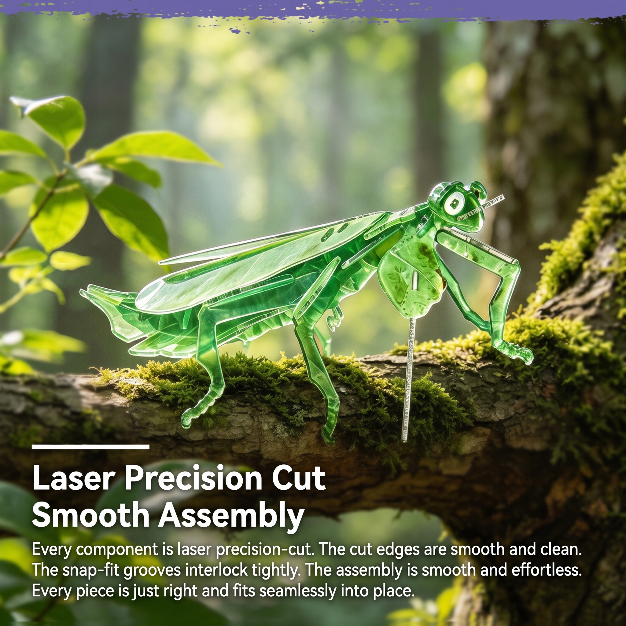 DIY 3D Acrylic Leaf Insect Puzzle | Glueless Insect Model Kit for Adults & Teens (73 Pcs)