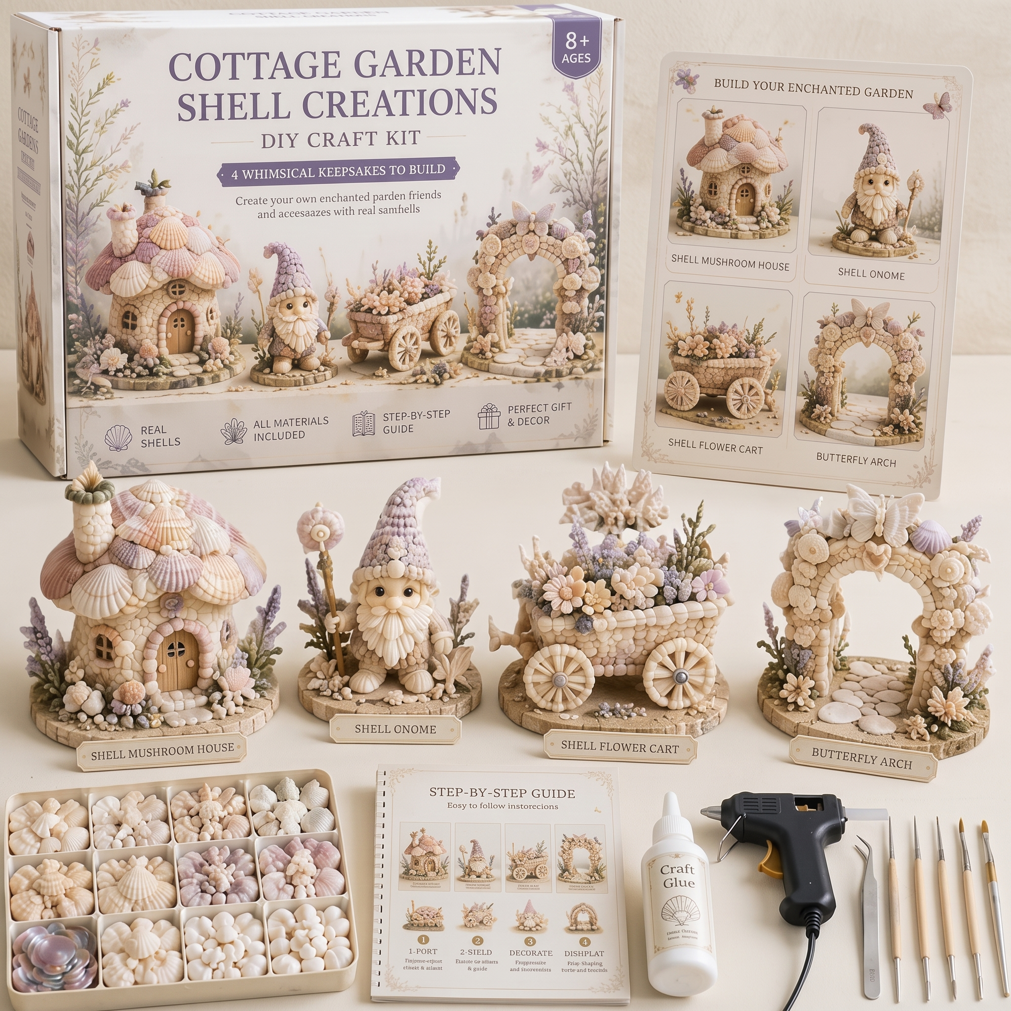 Ocean Treasures Real Shell DIY Craft Kit | Miniature Marine Figurine Set