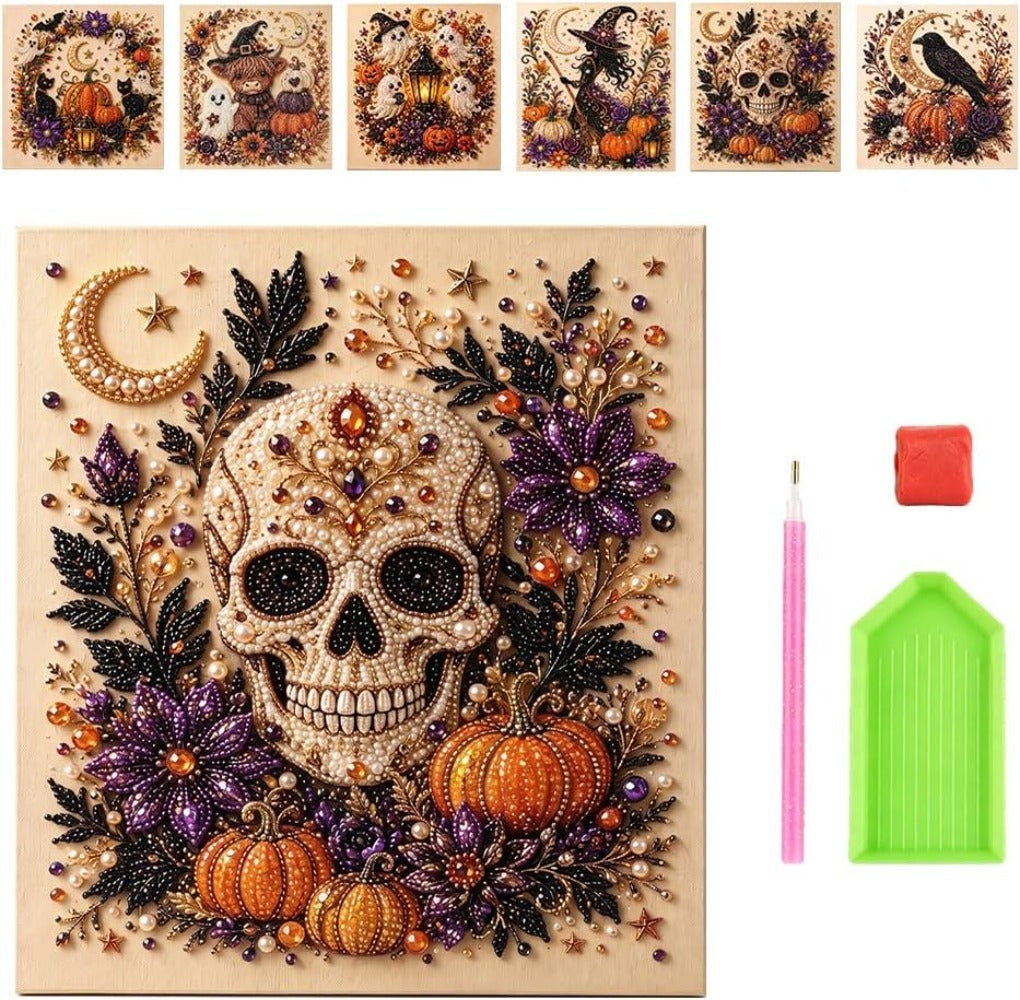 Halloween Ghost Pearl Art DIY Kit, 2026 Upgraded Seasonal Bead Wall Display Craft Set, Portable Fall Home Decor Handcraft Kit for Starters