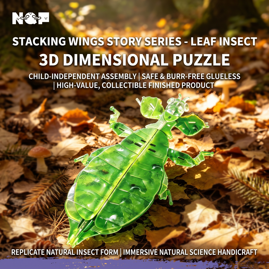 DIY 3D Acrylic Leaf Insect Puzzle | Glueless Insect Model Kit for Adults & Teens (73 Pcs)