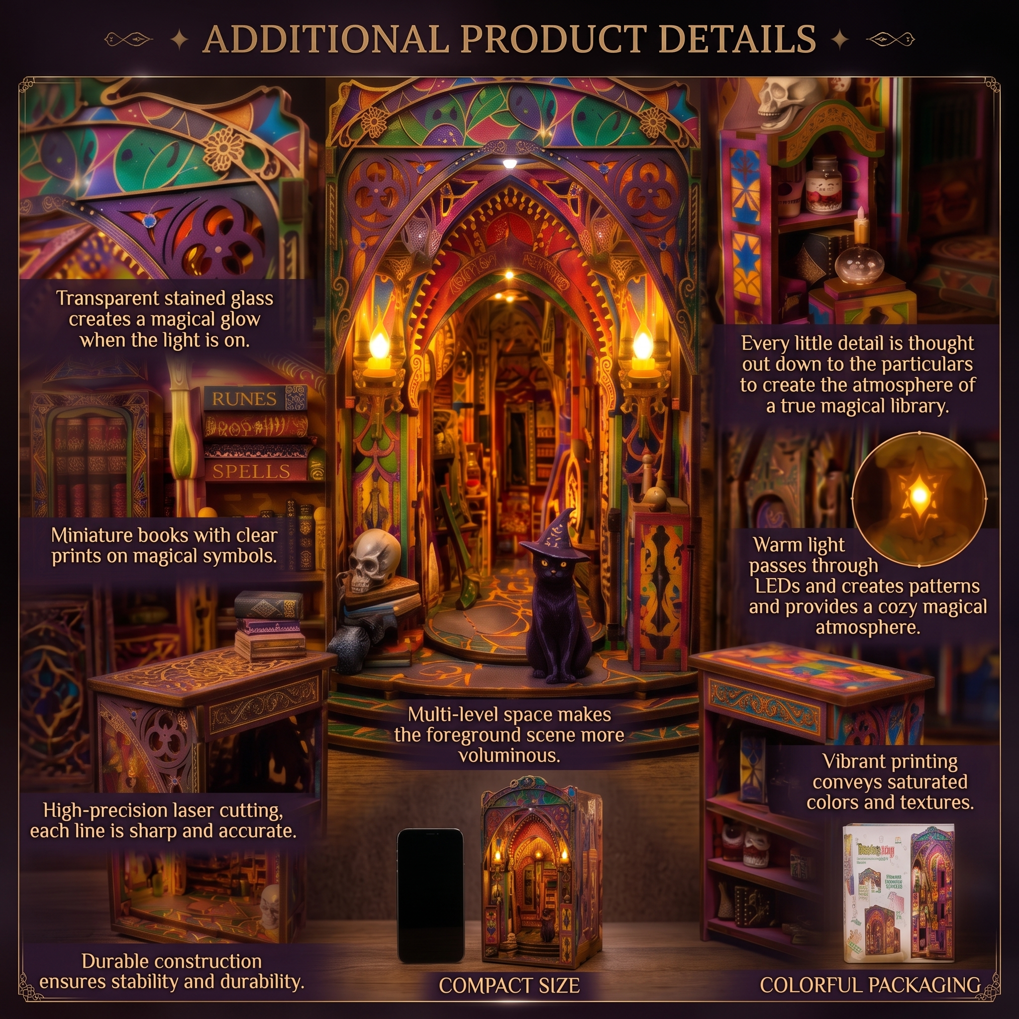 Phantom Archive - Magical Library DIY Book Nook Kit with Touch LED Light