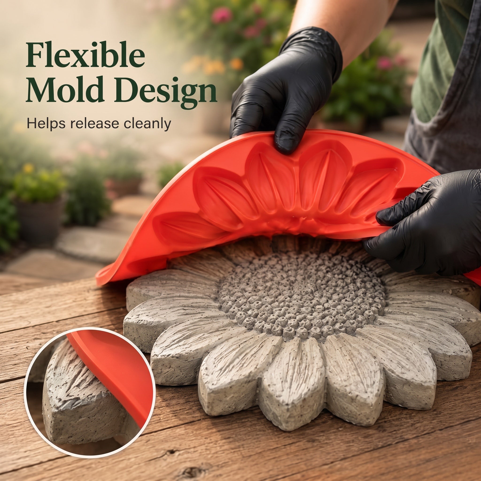 DIY Silicone Garden Stepping Stone Mold (9.8") - Reusable Paving Maker for Walkways, Patios & Outdoor Decor